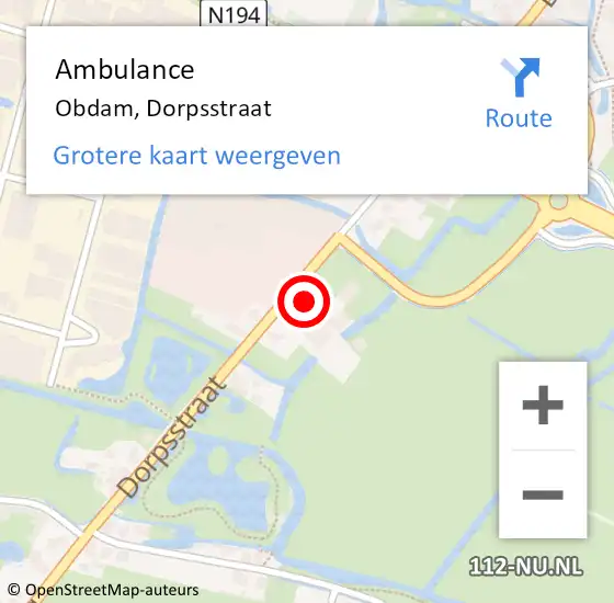 Locatie op kaart van de 112 melding: Ambulance Obdam, Dorpsstraat op 8 december 2021 22:00