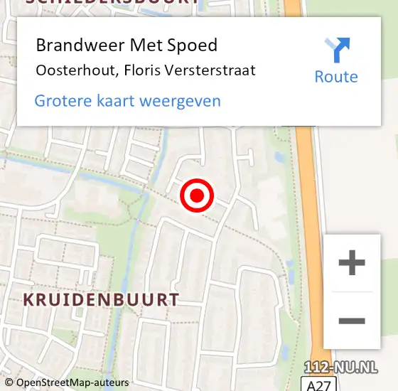 Locatie op kaart van de 112 melding: Brandweer Met Spoed Naar Oosterhout, Floris Versterstraat op 8 december 2021 22:20