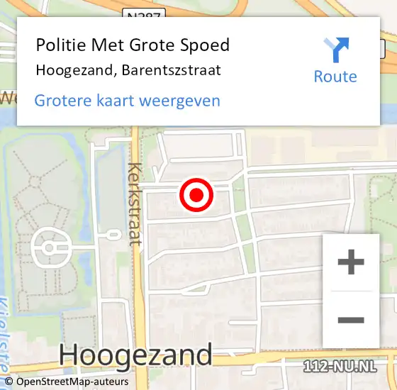 Locatie op kaart van de 112 melding: Politie Met Grote Spoed Naar Hoogezand, Barentszstraat op 8 december 2021 22:21