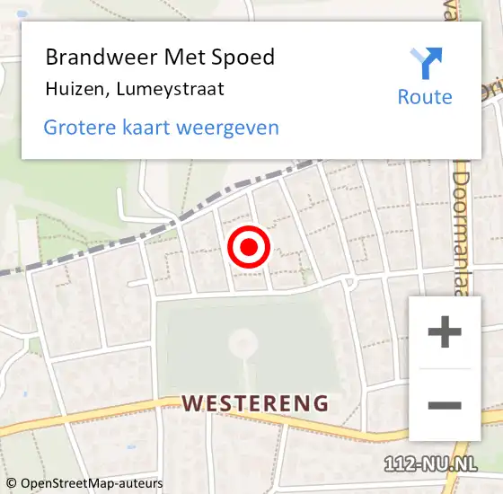 Locatie op kaart van de 112 melding: Brandweer Met Spoed Naar Huizen, Lumeystraat op 8 december 2021 22:31