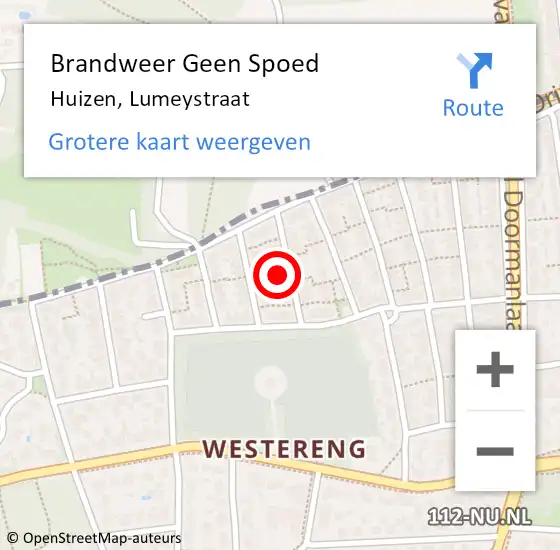 Locatie op kaart van de 112 melding: Brandweer Geen Spoed Naar Huizen, Lumeystraat op 8 december 2021 22:34