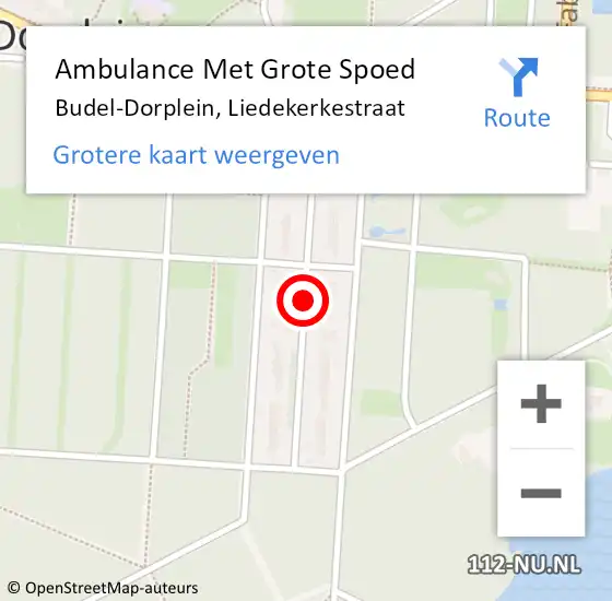 Locatie op kaart van de 112 melding: Ambulance Met Grote Spoed Naar Budel-Dorplein, Liedekerkestraat op 8 december 2021 22:36