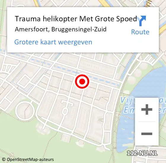 Locatie op kaart van de 112 melding: Trauma helikopter Met Grote Spoed Naar Amersfoort, Bruggensingel-Zuid op 8 december 2021 22:37