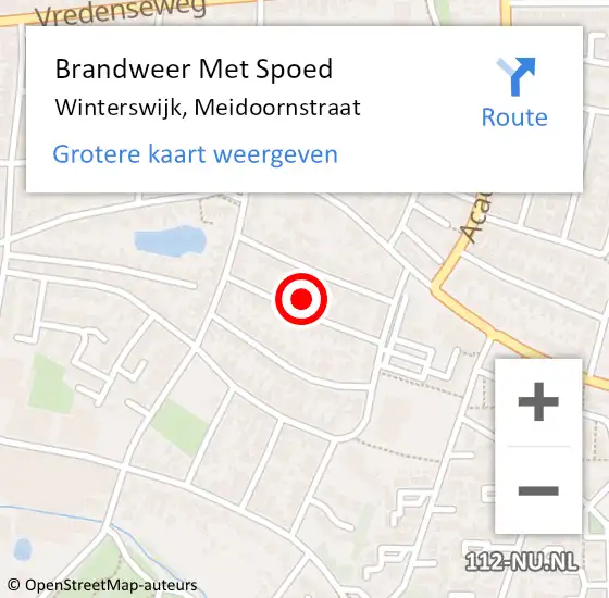 Locatie op kaart van de 112 melding: Brandweer Met Spoed Naar Winterswijk, Meidoornstraat op 8 december 2021 23:06