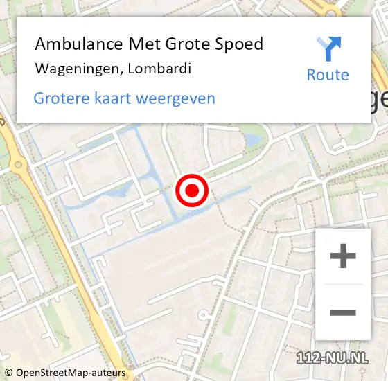Locatie op kaart van de 112 melding: Ambulance Met Grote Spoed Naar Wageningen, Lombardi op 8 december 2021 23:12
