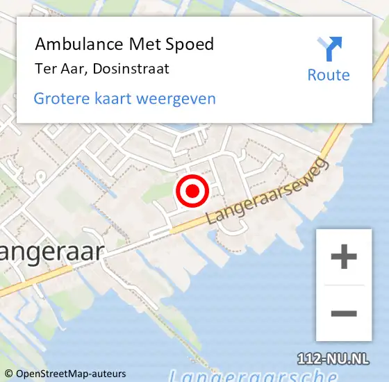 Locatie op kaart van de 112 melding: Ambulance Met Spoed Naar Ter Aar, Dosinstraat op 9 december 2021 00:12