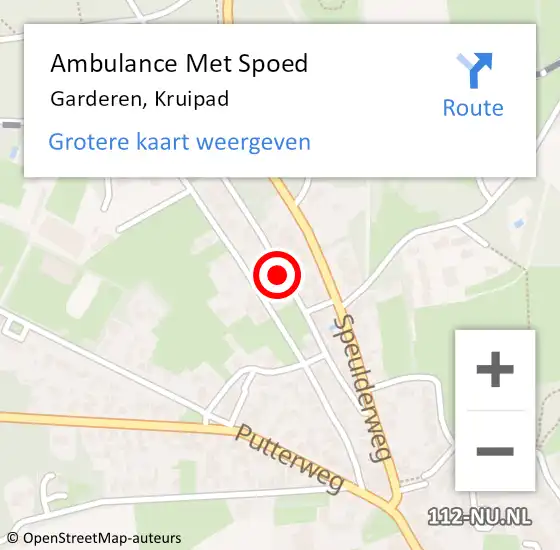 Locatie op kaart van de 112 melding: Ambulance Met Spoed Naar Garderen, Kruipad op 9 december 2021 07:05