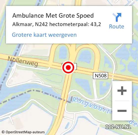 Locatie op kaart van de 112 melding: Ambulance Met Grote Spoed Naar Alkmaar, N242 hectometerpaal: 43,2 op 9 december 2021 07:47