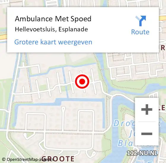 Locatie op kaart van de 112 melding: Ambulance Met Spoed Naar Hellevoetsluis, Esplanade op 9 december 2021 08:01