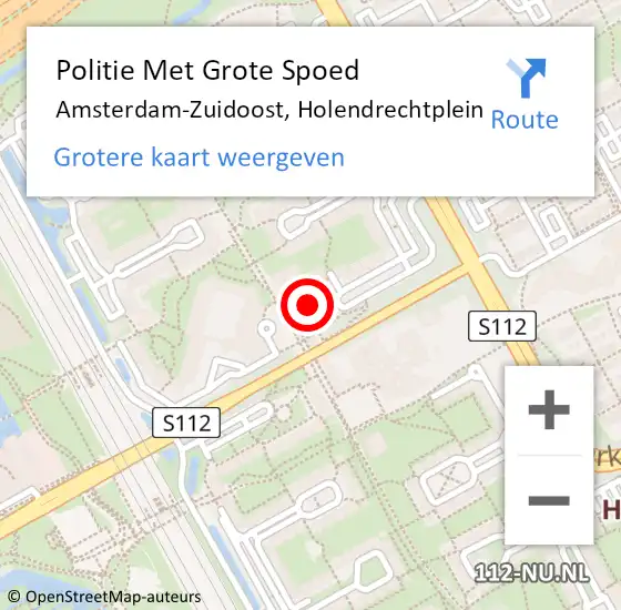 Locatie op kaart van de 112 melding: Politie Met Grote Spoed Naar Amsterdam-Zuidoost, Holendrechtplein op 9 december 2021 08:08