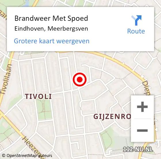 Locatie op kaart van de 112 melding: Brandweer Met Spoed Naar Eindhoven, Meerbergsven op 9 december 2021 08:10