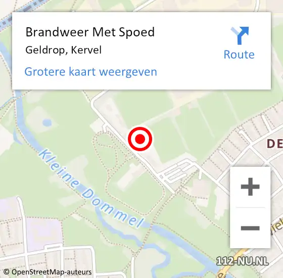 Locatie op kaart van de 112 melding: Brandweer Met Spoed Naar Geldrop, Kervel op 9 december 2021 08:11