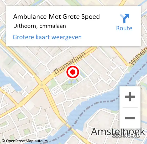 Locatie op kaart van de 112 melding: Ambulance Met Grote Spoed Naar Uithoorn, Emmalaan op 9 december 2021 08:13