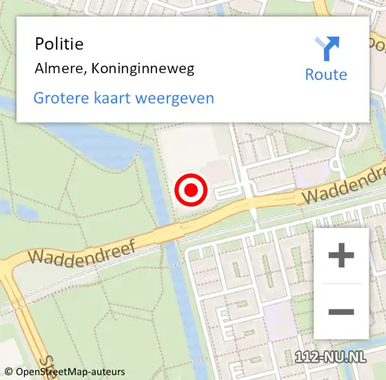 Locatie op kaart van de 112 melding: Politie Almere, Koninginneweg op 9 december 2021 08:13