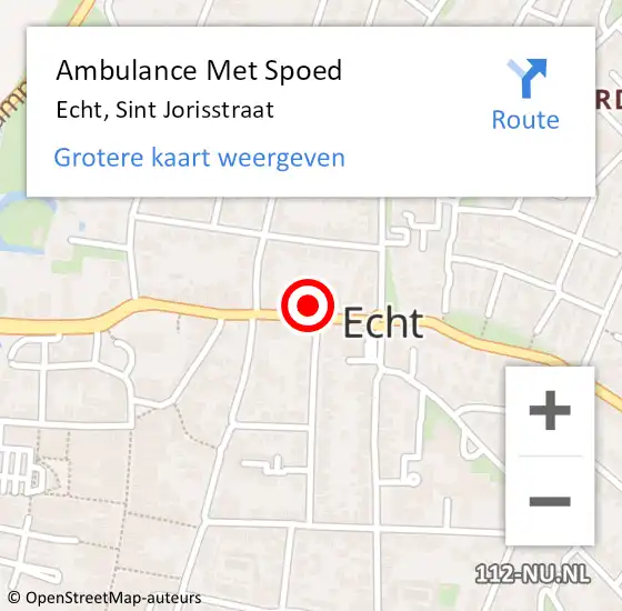 Locatie op kaart van de 112 melding: Ambulance Met Spoed Naar Echt, Sint Jorisstraat op 9 december 2021 09:13