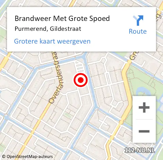 Locatie op kaart van de 112 melding: Brandweer Met Grote Spoed Naar Purmerend, Gildestraat op 9 december 2021 10:12