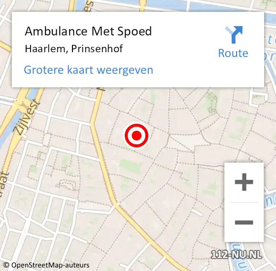 Locatie op kaart van de 112 melding: Ambulance Met Spoed Naar Haarlem, Prinsenhof op 9 december 2021 10:17