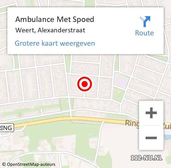 Locatie op kaart van de 112 melding: Ambulance Met Spoed Naar Weert, Alexanderstraat op 9 december 2021 10:27