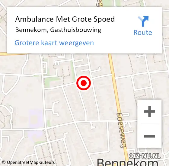 Locatie op kaart van de 112 melding: Ambulance Met Grote Spoed Naar Bennekom, Gasthuisbouwing op 9 december 2021 10:28