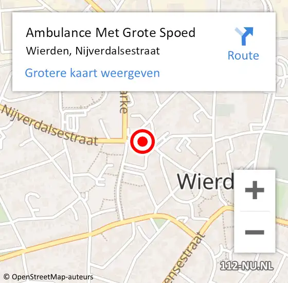 Locatie op kaart van de 112 melding: Ambulance Met Grote Spoed Naar Wierden, Nijverdalsestraat op 9 december 2021 10:35