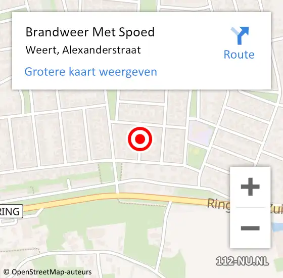 Locatie op kaart van de 112 melding: Brandweer Met Spoed Naar Weert, Alexanderstraat op 9 december 2021 11:01