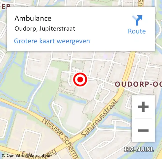 Locatie op kaart van de 112 melding: Ambulance Oudorp, Jupiterstraat op 1 juli 2014 18:45