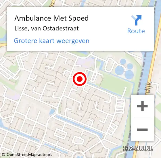 Locatie op kaart van de 112 melding: Ambulance Met Spoed Naar Lisse, van Ostadestraat op 9 december 2021 11:13