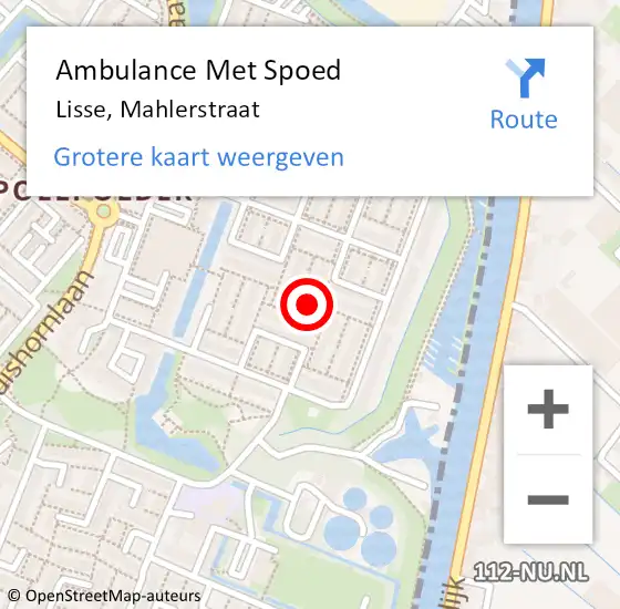 Locatie op kaart van de 112 melding: Ambulance Met Spoed Naar Lisse, Mahlerstraat op 1 juli 2014 18:50