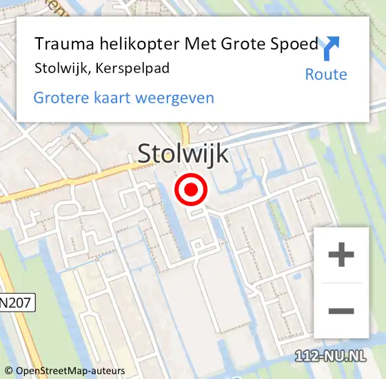 Locatie op kaart van de 112 melding: Trauma helikopter Met Grote Spoed Naar Stolwijk, Kerspelpad op 9 december 2021 11:49