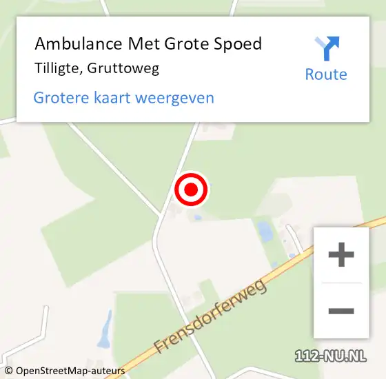 Locatie op kaart van de 112 melding: Ambulance Met Grote Spoed Naar Tilligte, Gruttoweg op 9 december 2021 12:00