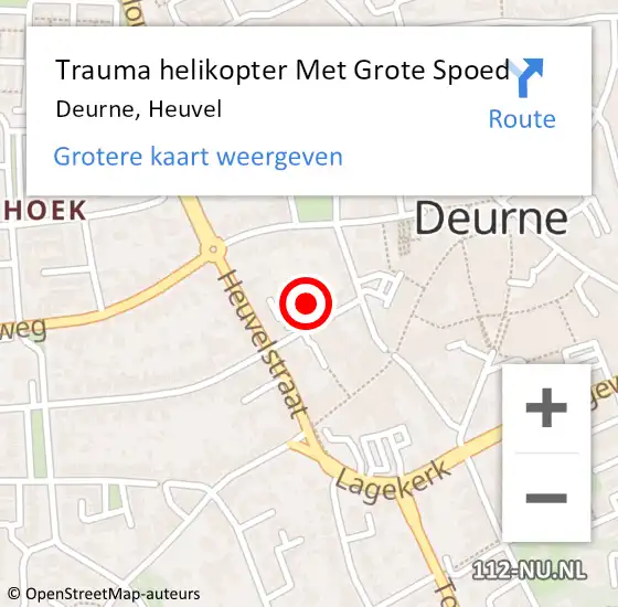 Locatie op kaart van de 112 melding: Trauma helikopter Met Grote Spoed Naar Deurne, Heuvel op 9 december 2021 12:07