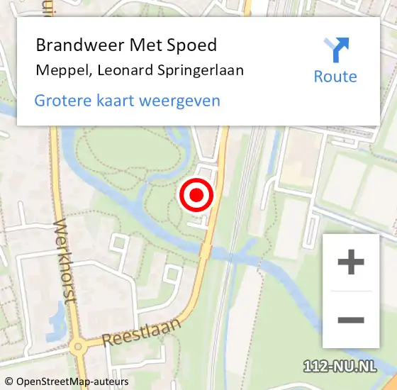 Locatie op kaart van de 112 melding: Brandweer Met Spoed Naar Meppel, Leonard Springerlaan op 9 december 2021 12:17