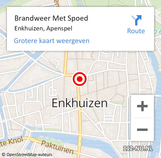 Locatie op kaart van de 112 melding: Brandweer Met Spoed Naar Enkhuizen, Apenspel op 1 juli 2014 18:57