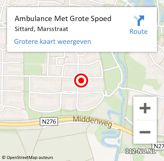 Locatie op kaart van de 112 melding: Ambulance Met Grote Spoed Naar Sittard, Marsstraat op 1 juli 2014 18:58