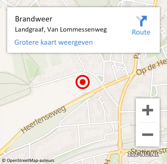 Locatie op kaart van de 112 melding: Brandweer Landgraaf, Van Lommessenweg op 1 juli 2014 19:00