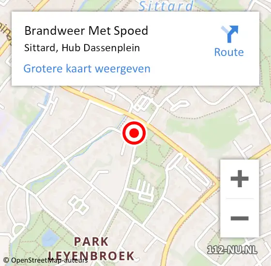 Locatie op kaart van de 112 melding: Brandweer Met Spoed Naar Sittard, Hub Dassenplein op 9 december 2021 13:18