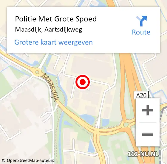 Locatie op kaart van de 112 melding: Politie Met Grote Spoed Naar Maasdijk, Aartsdijkweg op 9 december 2021 13:47