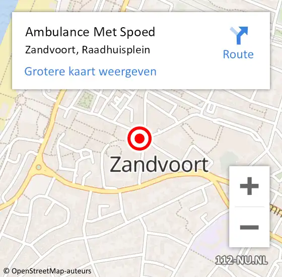 Locatie op kaart van de 112 melding: Ambulance Met Spoed Naar Zandvoort, Raadhuisplein op 9 december 2021 13:48