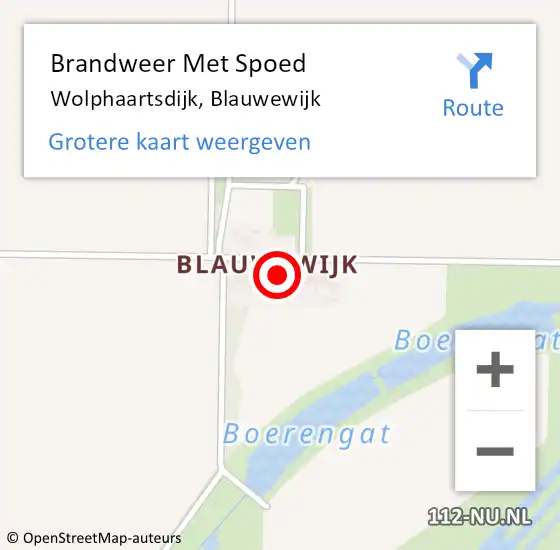 Locatie op kaart van de 112 melding: Brandweer Met Spoed Naar Wolphaartsdijk, Blauwewijk op 9 december 2021 14:00