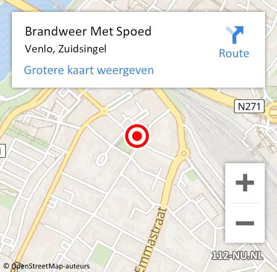 Locatie op kaart van de 112 melding: Brandweer Met Spoed Naar Venlo, Zuidsingel op 9 december 2021 14:10