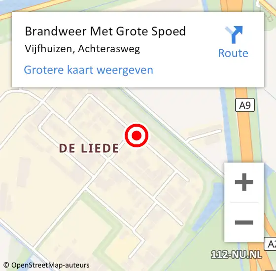 Locatie op kaart van de 112 melding: Brandweer Met Grote Spoed Naar Vijfhuizen, Achterasweg op 9 december 2021 14:19