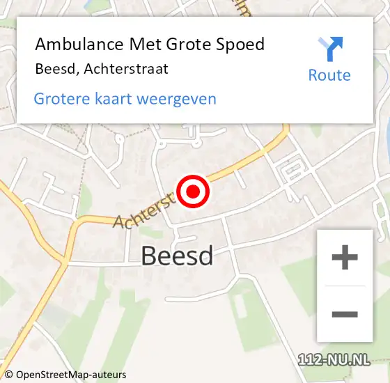 Locatie op kaart van de 112 melding: Ambulance Met Grote Spoed Naar Beesd, Achterstraat op 9 december 2021 14:23