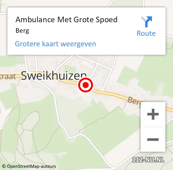 Locatie op kaart van de 112 melding: Ambulance Met Grote Spoed Naar Berg op 9 december 2021 14:37