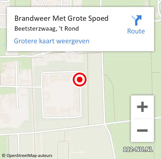 Locatie op kaart van de 112 melding: Brandweer Met Grote Spoed Naar Beetsterzwaag, 't Rond op 9 december 2021 14:40