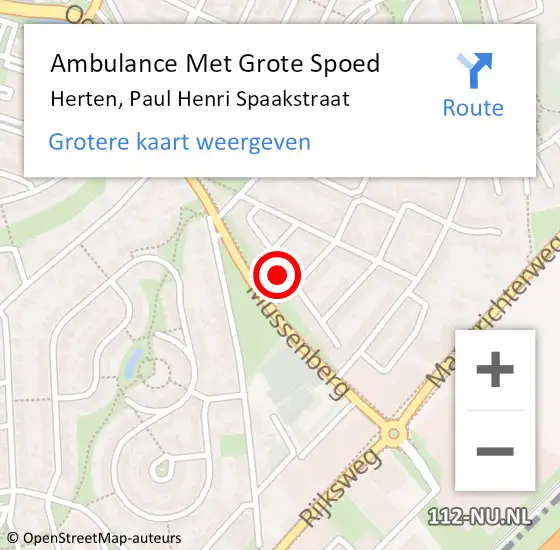 Locatie op kaart van de 112 melding: Ambulance Met Grote Spoed Naar Herten, Paul Henri Spaakstraat op 9 december 2021 14:48