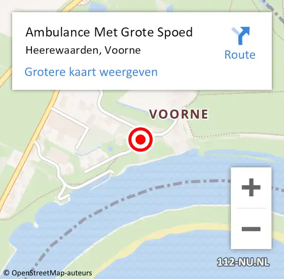 Locatie op kaart van de 112 melding: Ambulance Met Grote Spoed Naar Heerewaarden, Voorne op 9 december 2021 14:58