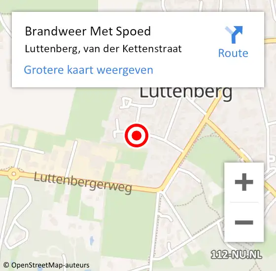 Locatie op kaart van de 112 melding: Brandweer Met Spoed Naar Luttenberg, van der Kettenstraat op 9 december 2021 15:00