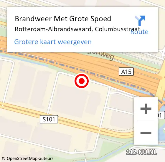 Locatie op kaart van de 112 melding: Brandweer Met Grote Spoed Naar Rotterdam-Albrandswaard, Columbusstraat op 1 juli 2014 19:20