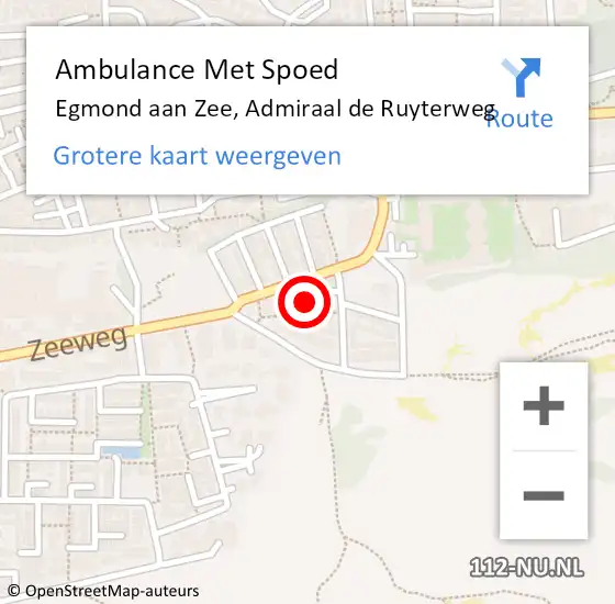 Locatie op kaart van de 112 melding: Ambulance Met Spoed Naar Egmond aan Zee, Admiraal de Ruyterweg op 9 december 2021 15:24