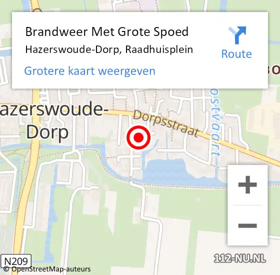 Locatie op kaart van de 112 melding: Brandweer Met Grote Spoed Naar Hazerswoude-Dorp, Raadhuisplein op 9 december 2021 16:19